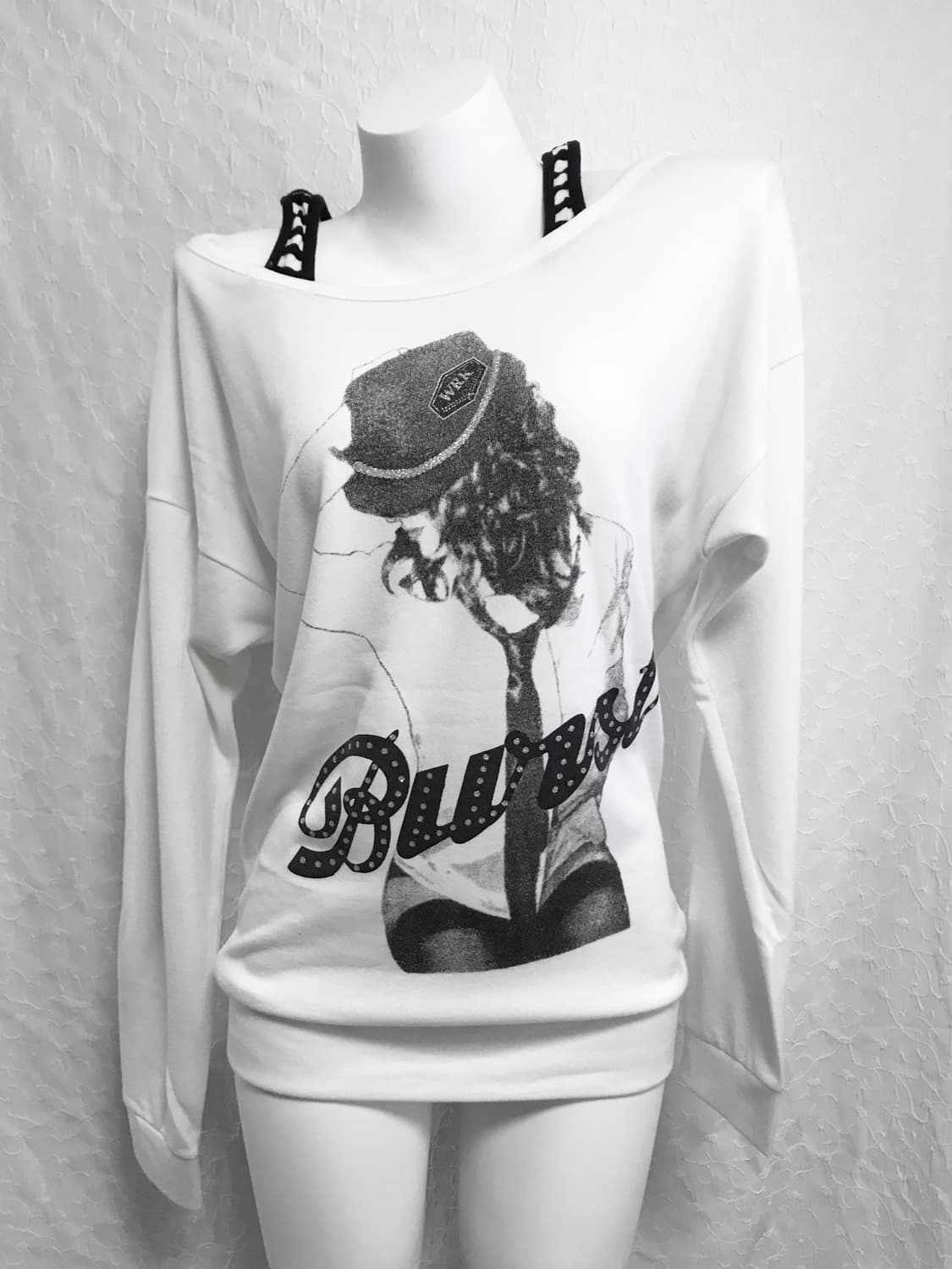 빈티지 갸루 펑크 레이어드 오프숄더 롱슬리브 탑 상품이미지3