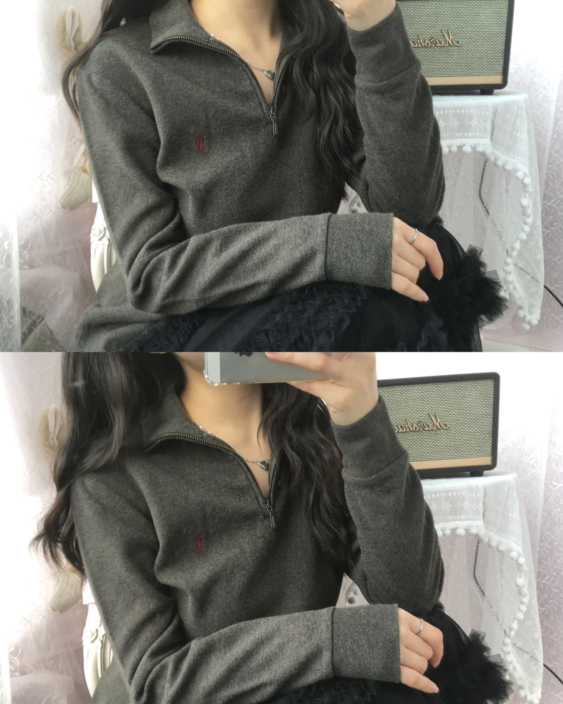 Polo charcoal half-zip knit 상품이미지1