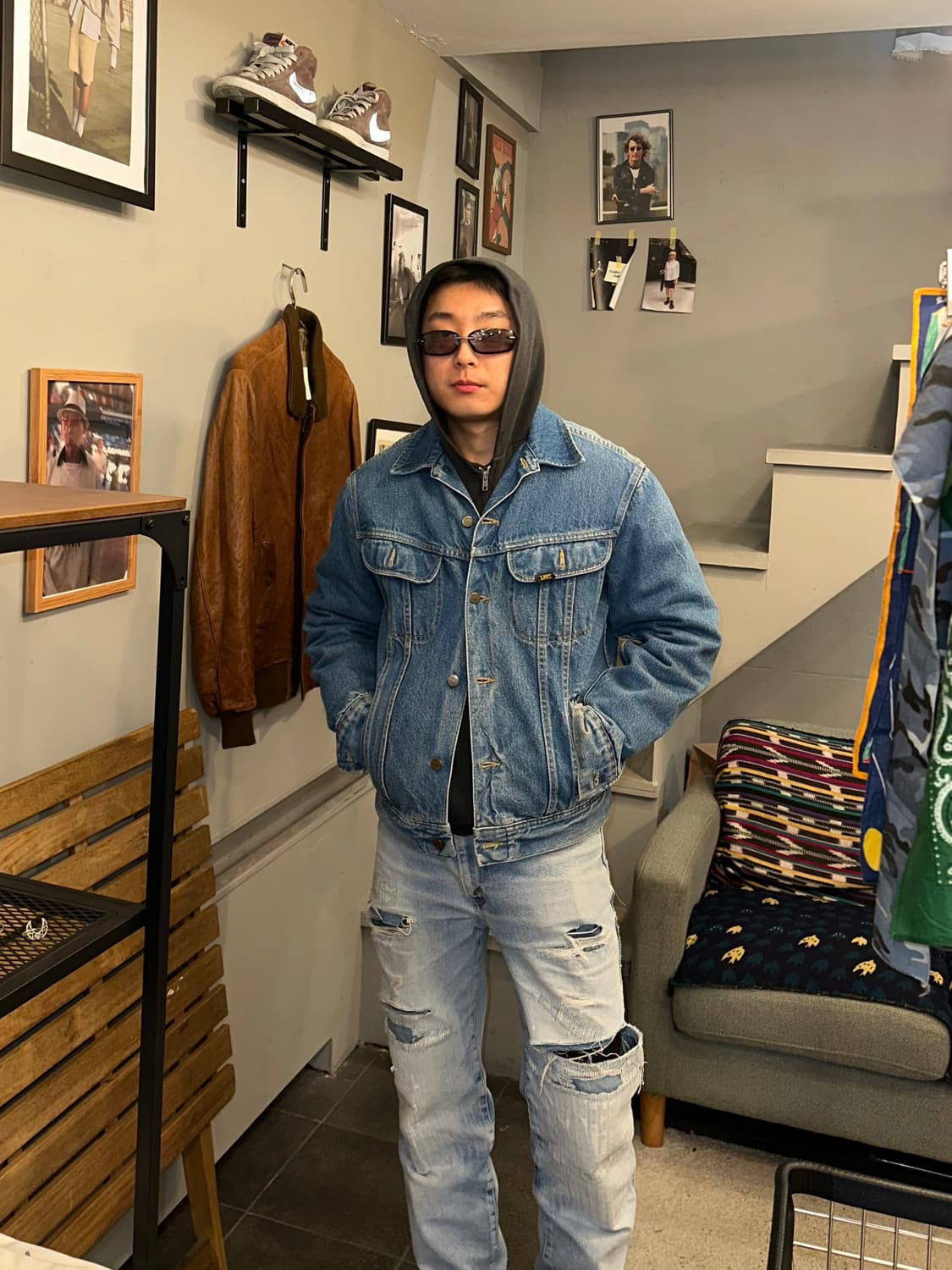 90’s Lee Rider denim blanket trucker JK 상품이미지2