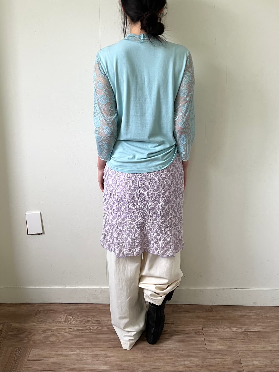 Jqpan vtg 플라워 시스루 민트 터틀넥 상품이미지10