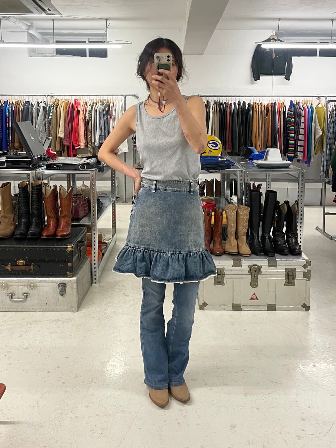 MIU MIU denim frill skirt 미우미우 프릴 스커트 상품이미지1
