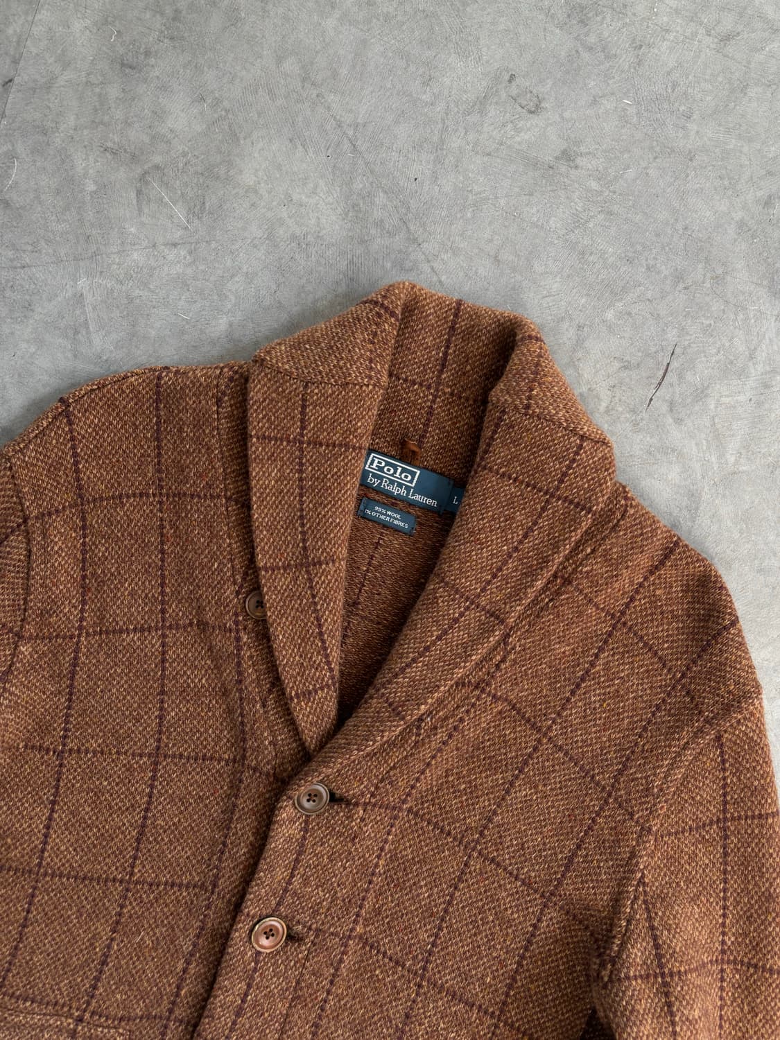 폴로랄프로렌 헤비 울 브라운 체크 가디건 자켓 상품이미지5