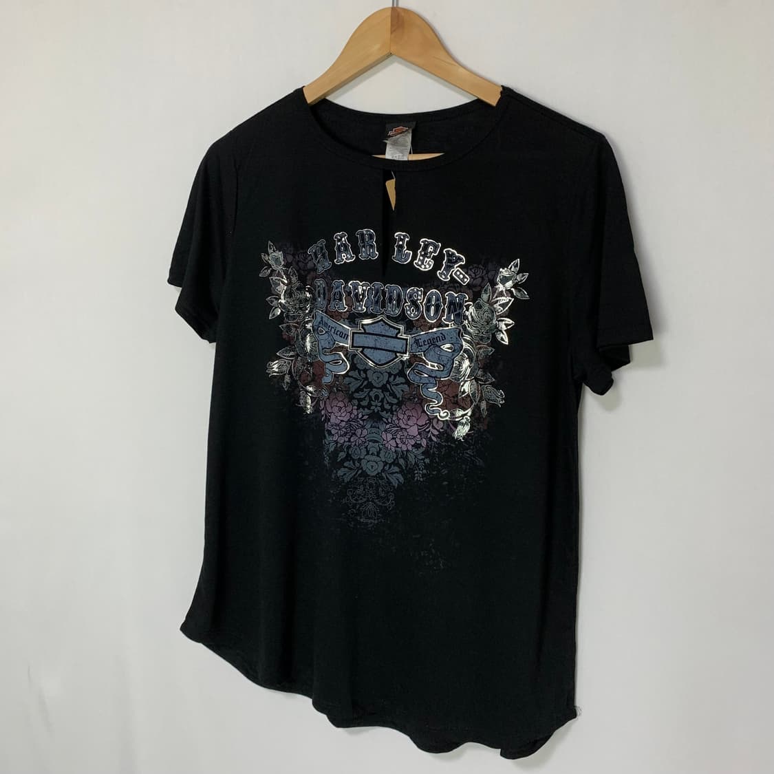 할리데이비슨 빈티지 글리터 프린팅 컷팅 반팔 티셔츠 XL 상품이미지5