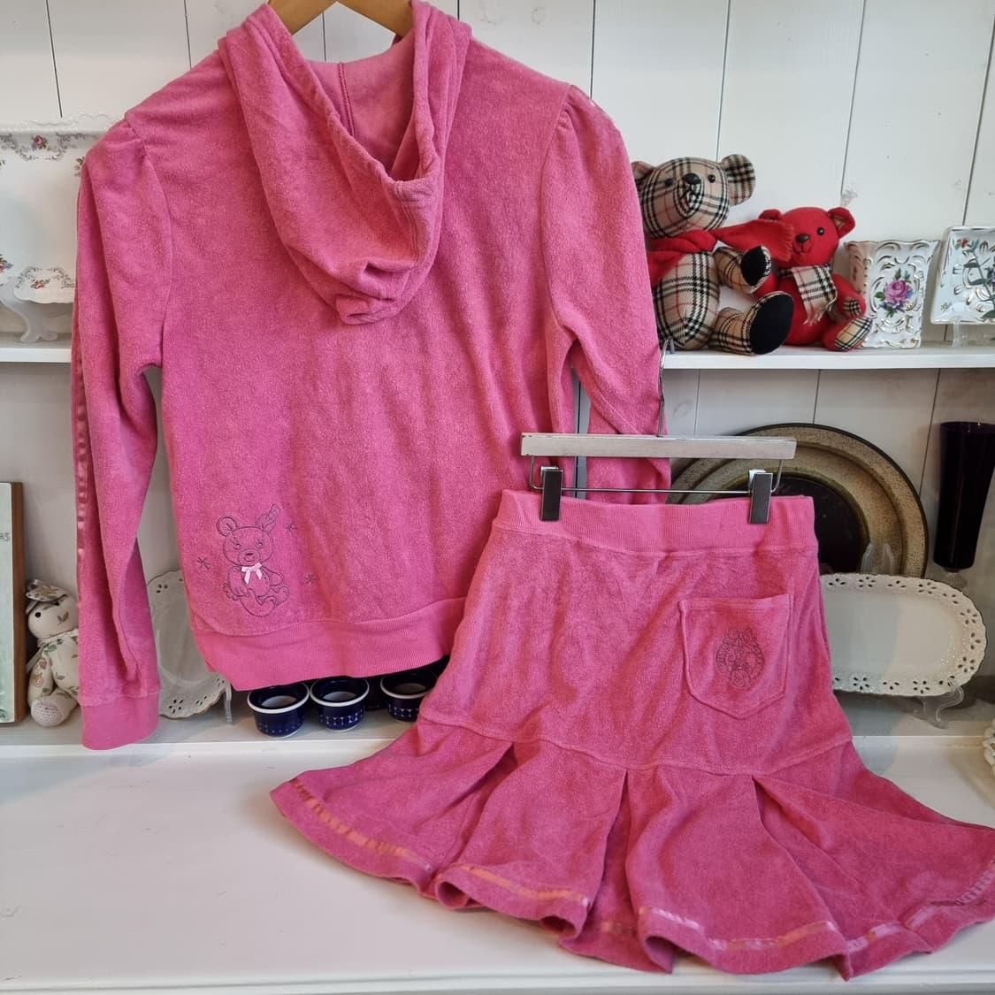Shirley Temple 핑크 테리 후드 + 스커트 세트업 상품이미지5