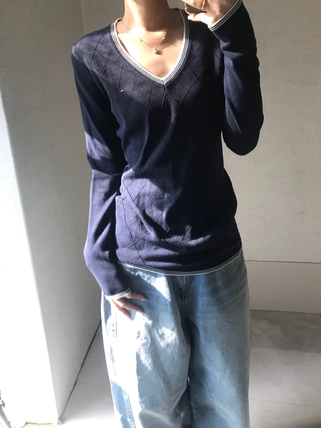 타미힐피거 네이비 슬림핏 니트 상품이미지2