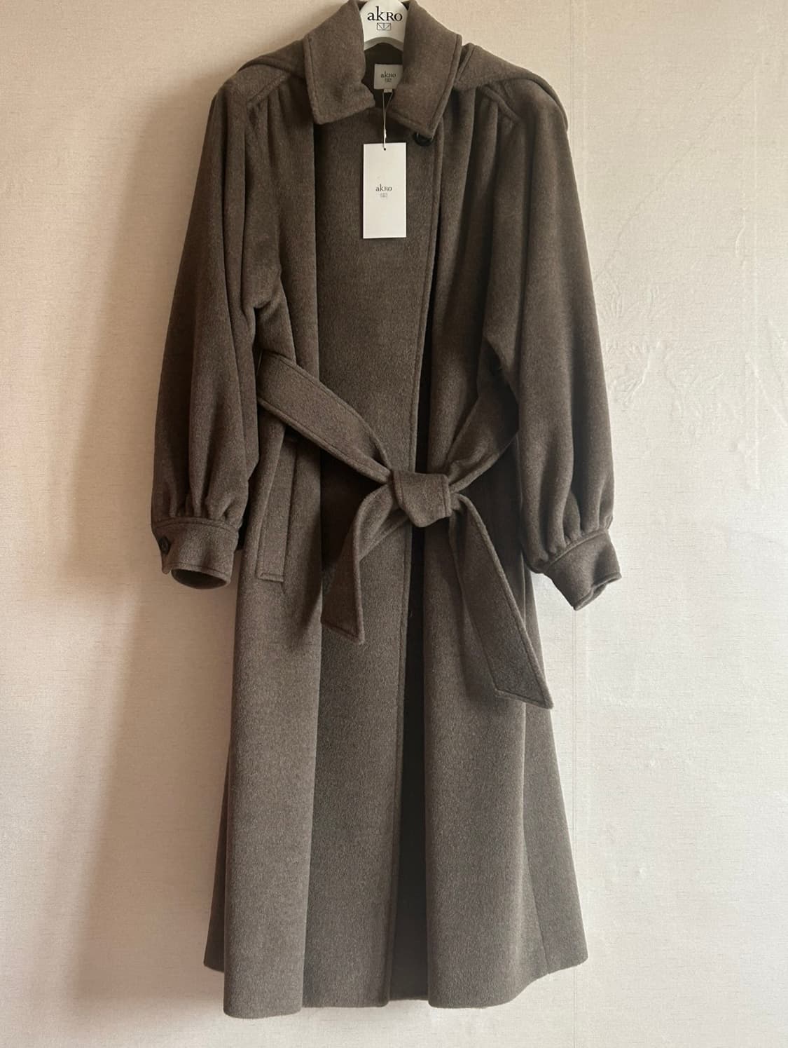 택O) [s] 아크로 셔링 슬리브 후드 울 블렌드 앙고라 코트 브라운 상품이미지5