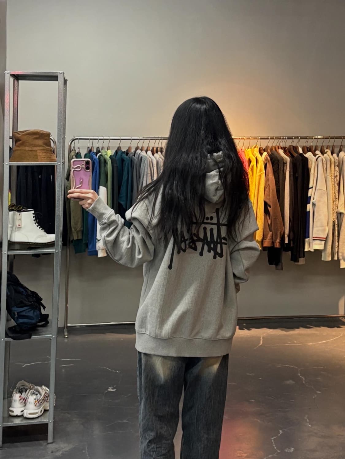 스투시 베이직로고 그레이 후드티 A3019 상품이미지1