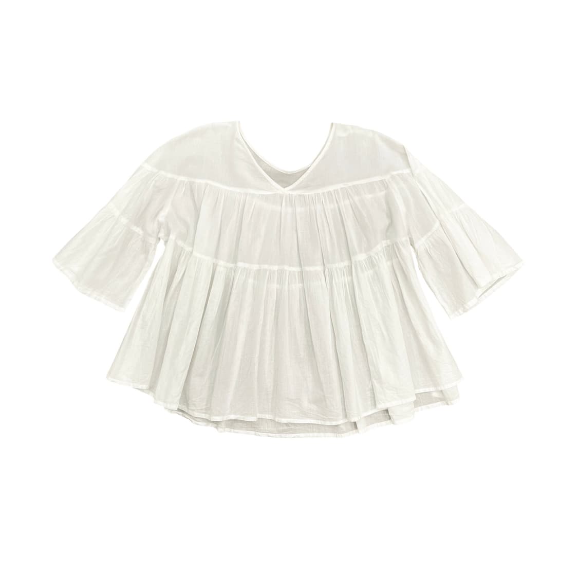 White Draping Frill Blouse 상품이미지1