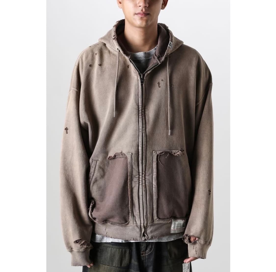 메종 미하라 야스히로 선페이디드 후드 집업 브라운 상품이미지1