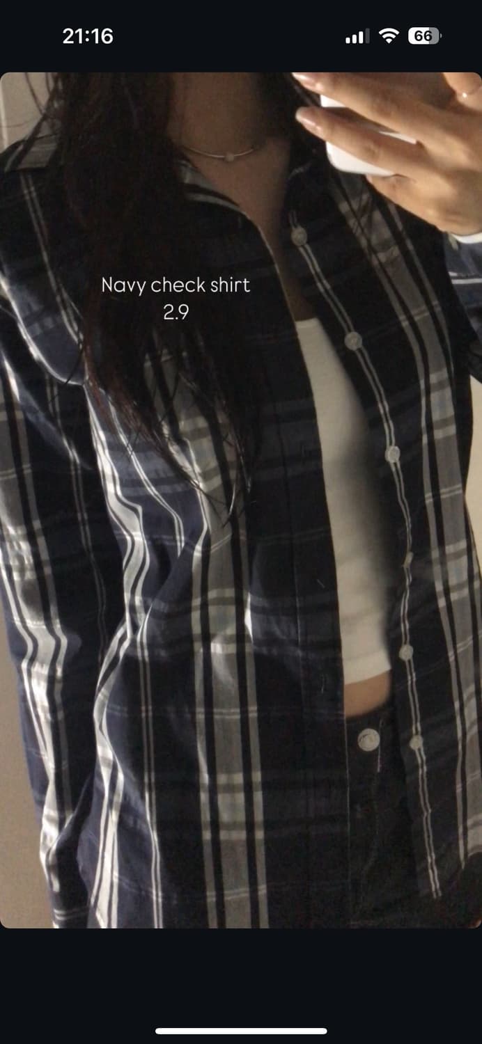 네이비 체크 셔츠 빈티지 상품이미지1