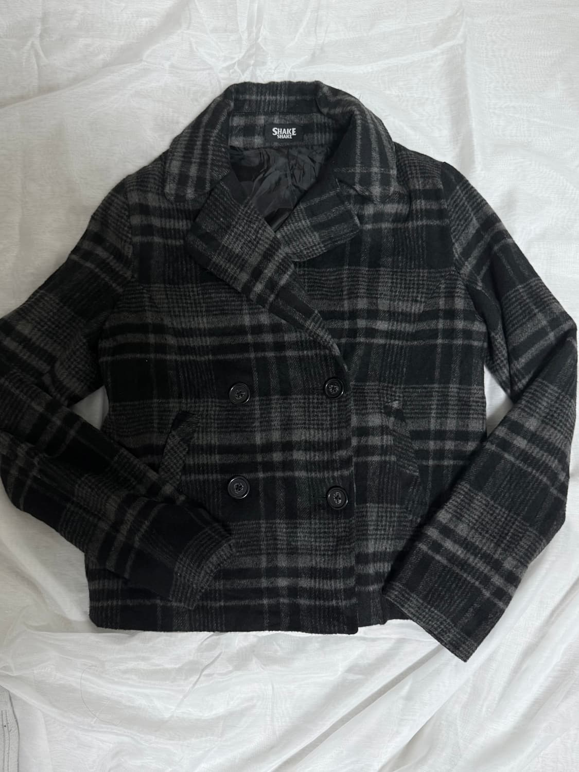 긱시크 빈티지 체크 더블코트 상품이미지1