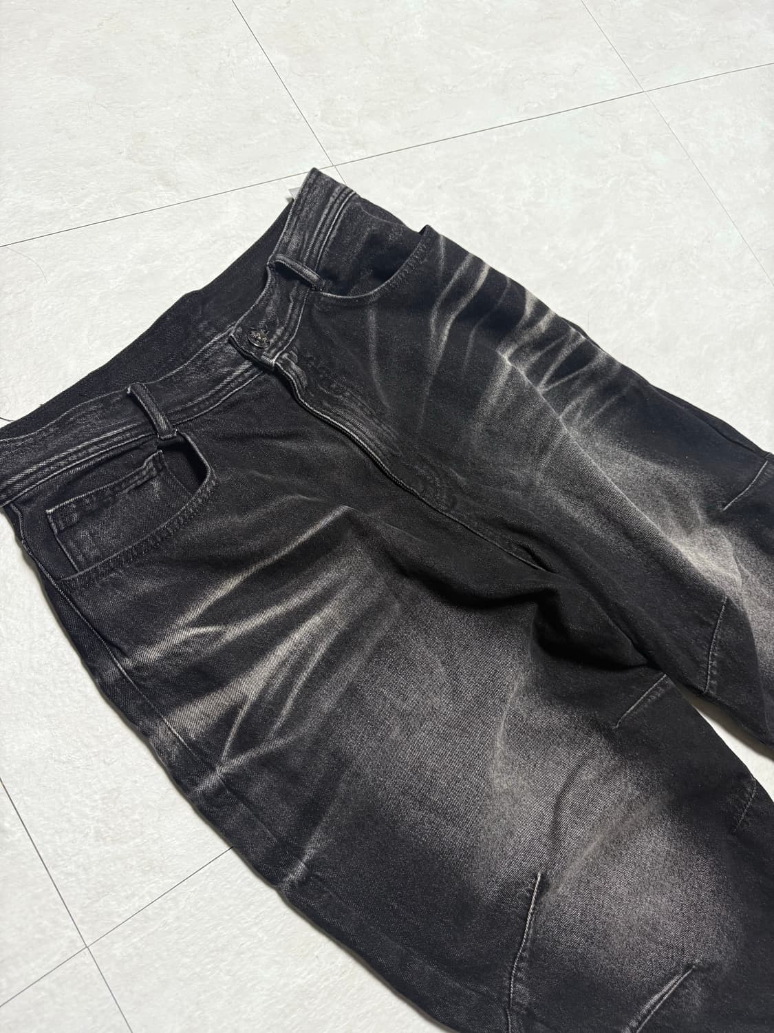 Blr Embossed Wave Washing Wide Denim 팬츠 상품이미지3