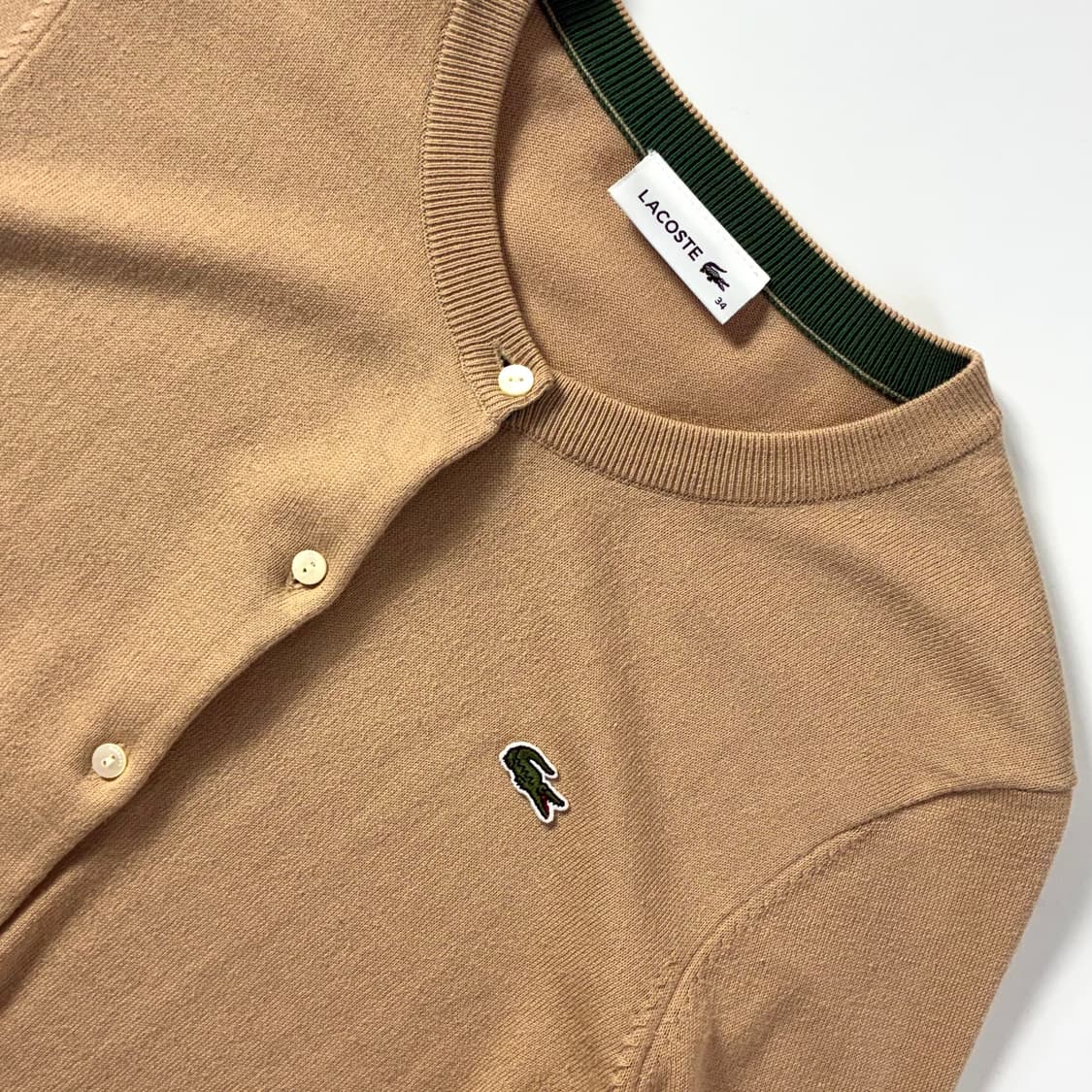 Lacoste  라코스테 코튼 베이지 라운드 니트 가디건  상품이미지3
