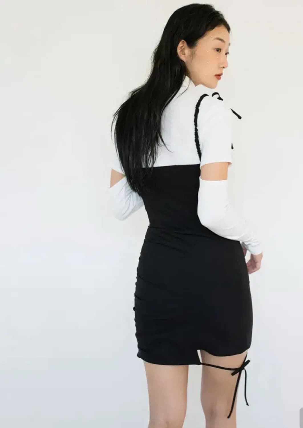 일구구일 언발란스 리본 드레스 그레이  상품이미지2