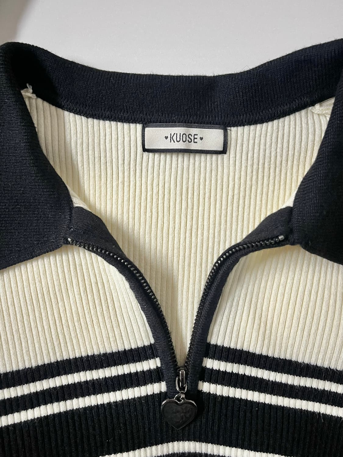 S) 쿠오세 KUOSE 카라 골지 니트 아이보리 상품이미지4