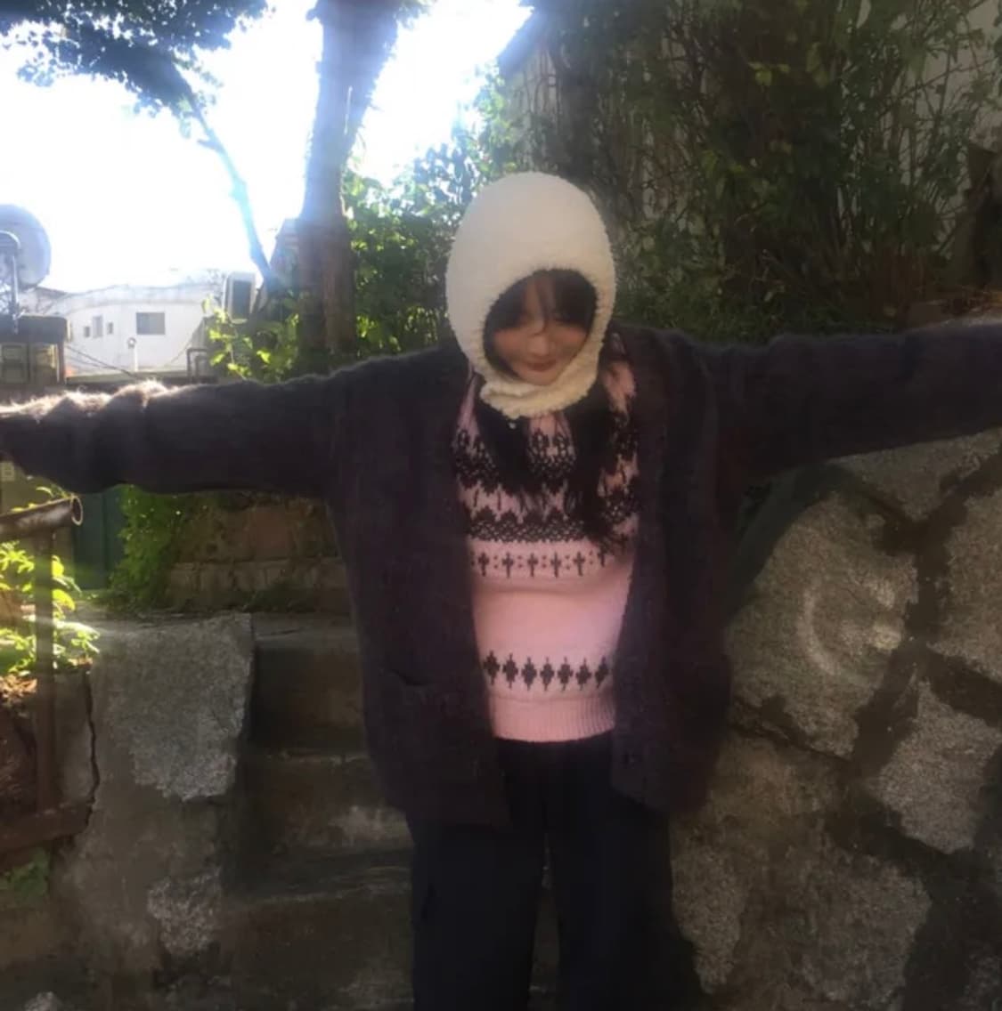 니트 오버핏 가디건 차콜 상품이미지4