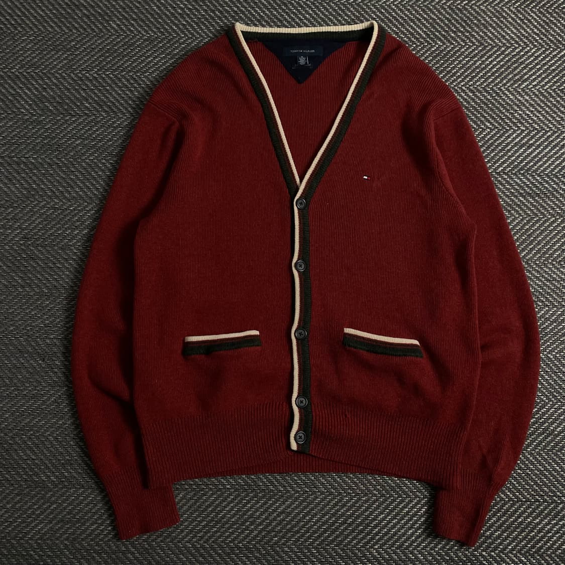 타미힐피거 버건디 램스울 가디건y 3841 상품이미지2