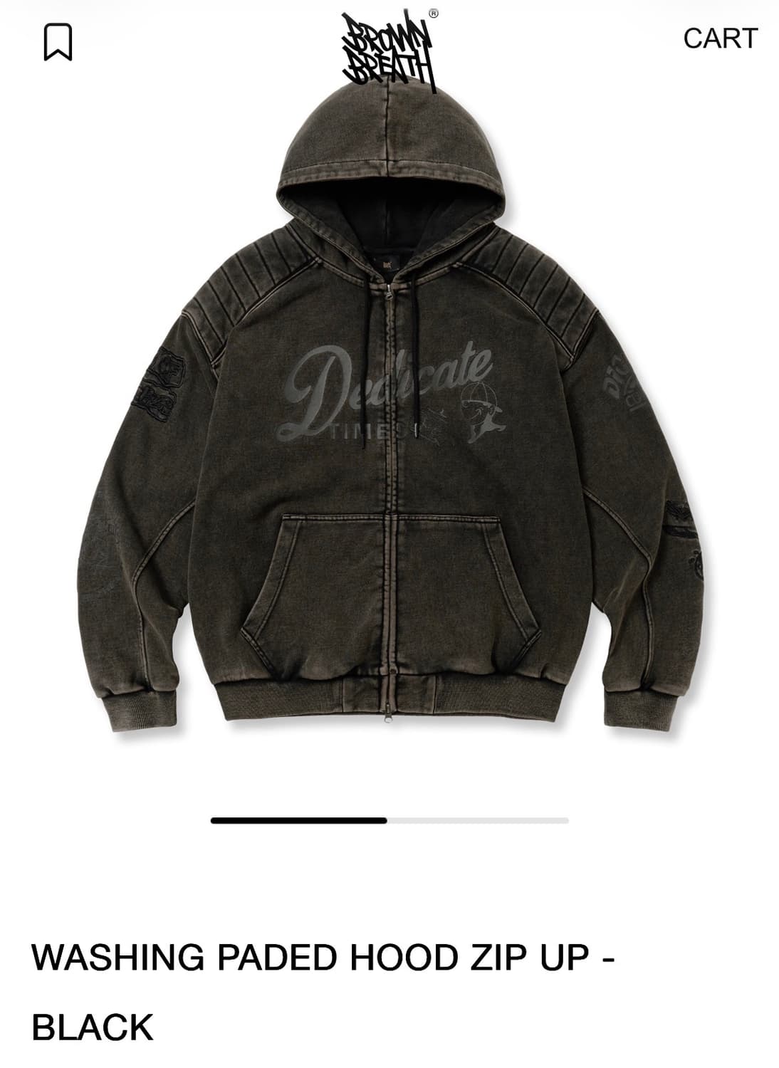 WASHING PADED HOOD ZIP UP - BLACK 상품이미지1