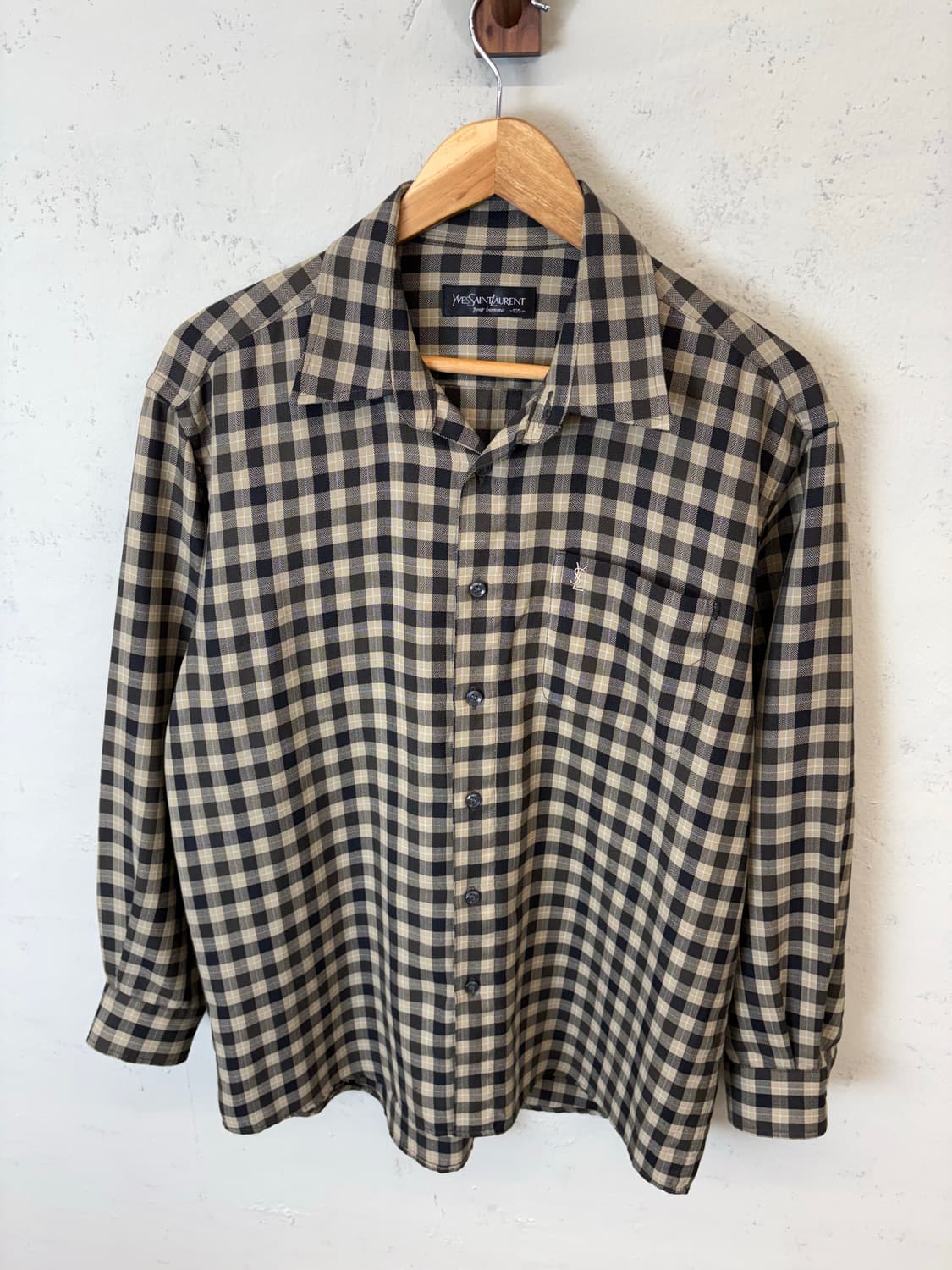 입생로랑 90s 빈티지 로고 체크셔츠 상품이미지3