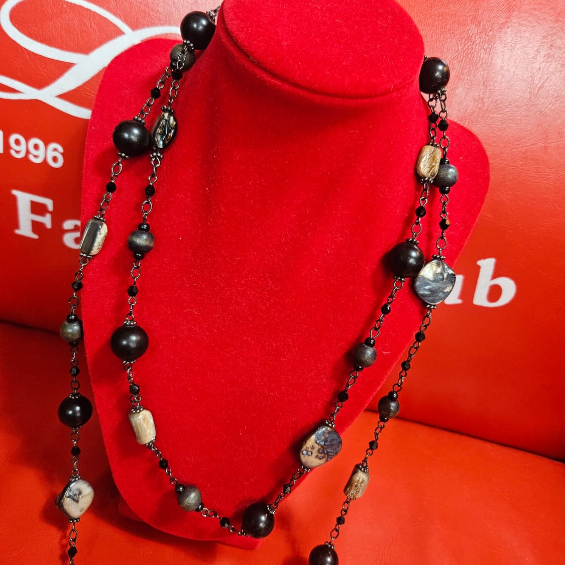 천연 흑 못난이 진주 롱 레이어드 네크리스 + 브로치  상품이미지2