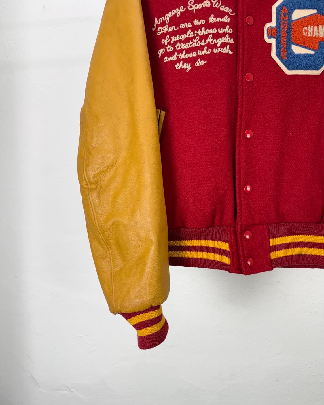 앤지제 레드 믹스 레터맨 암 레더 울 바시티 자켓 상품이미지4