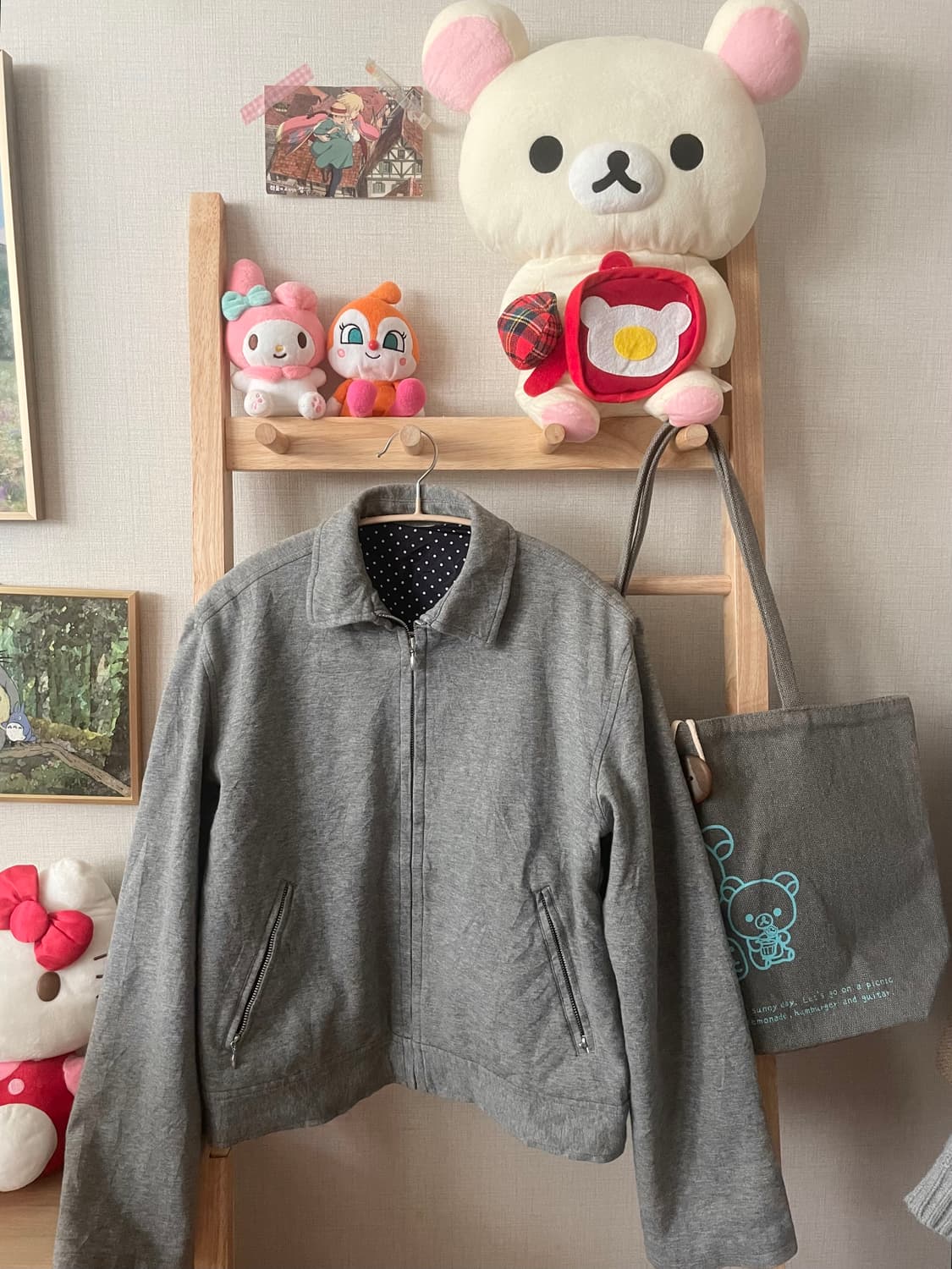 모리걸 빈티지 도트 그레이 져지 🩶💙 상품이미지1