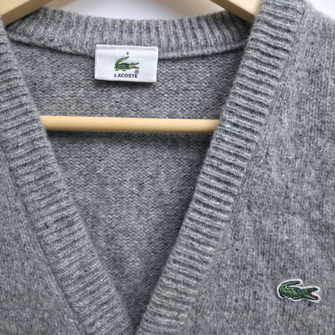 [M] 라코스테 울 니트 베스트 그레이 상품이미지4