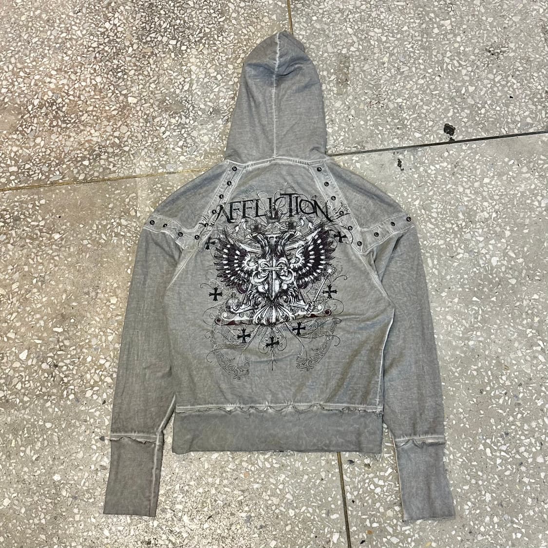 Affliction 스터드 워싱 후드 집업 상품이미지6