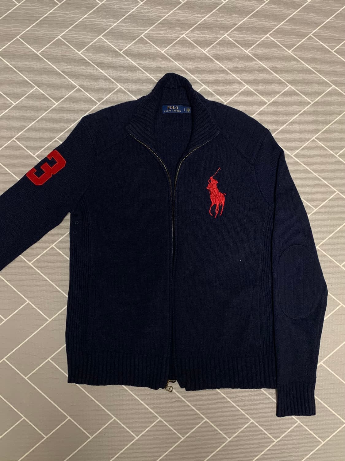 폴로 빅포니 니트집업 네이비 상품이미지1