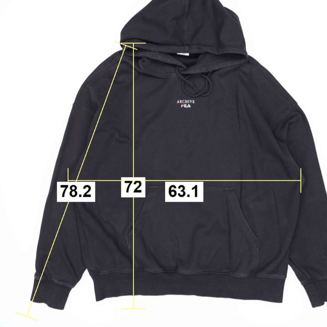 [XL] 휠라 공용 로고레이어드 오버핏 후드티 블랙 3958 상품이미지6