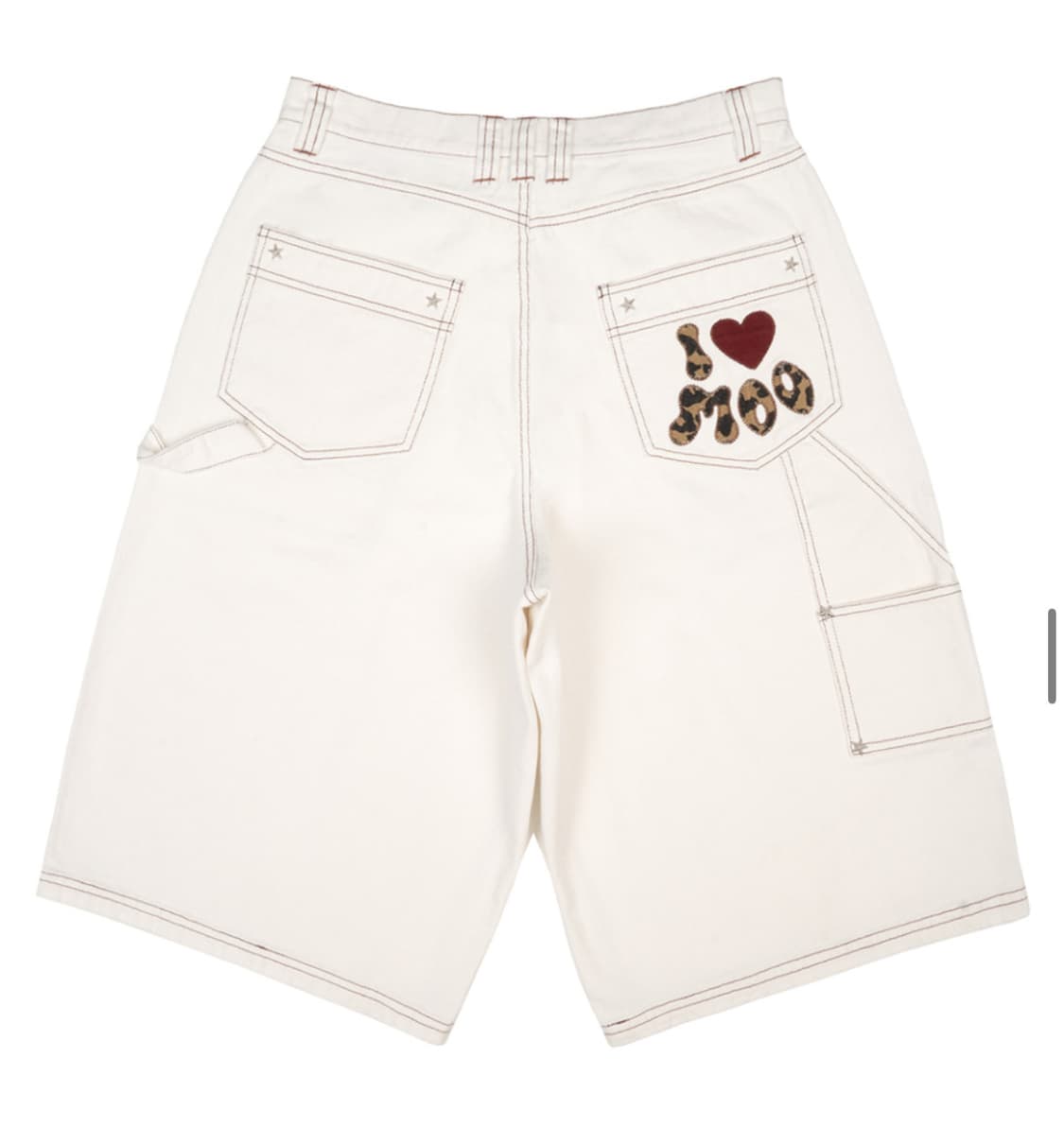 엠오오 백로고 카펜터 인디고 데님 버뮤다 크림 상품이미지3