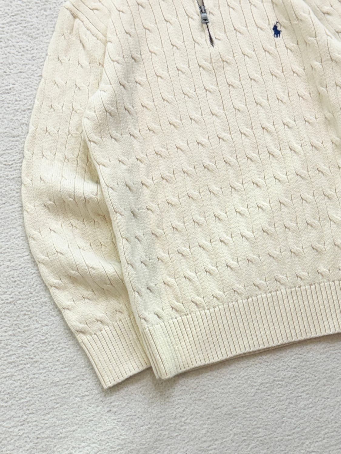 폴로 아이보리 케이블 반집업 니트 상품이미지3