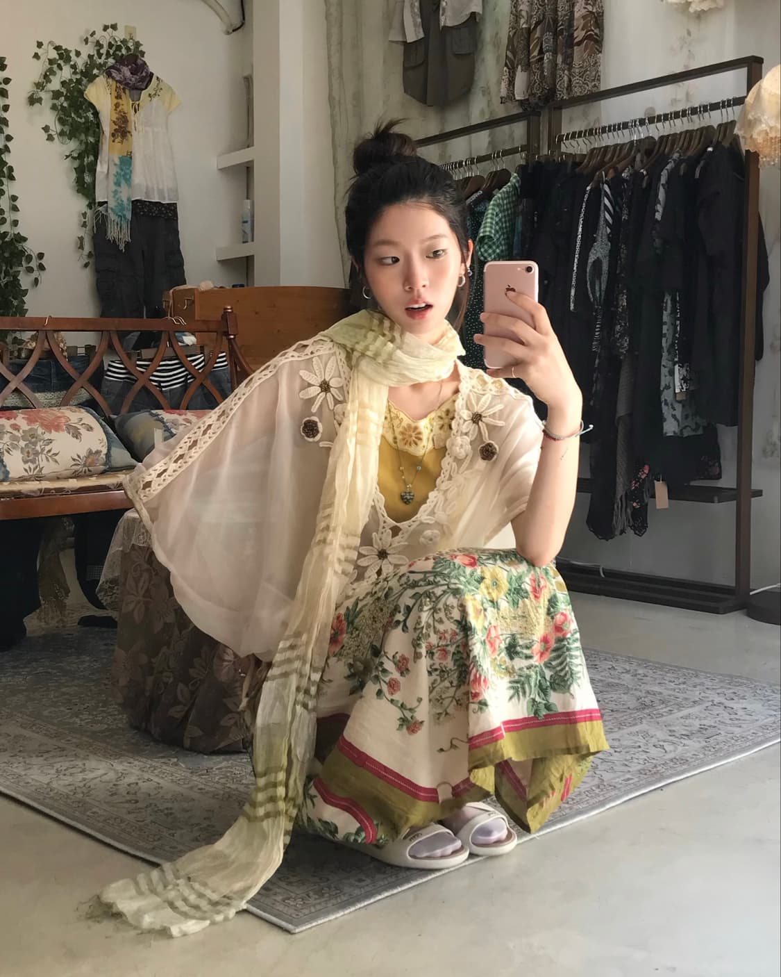 빈티지 히마와리 데일리 히피 하구미 코디 세트 상품이미지2