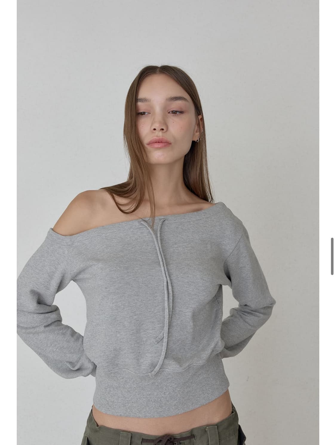 오데스 ASYMMETRIC DRAW SWEAT SHIRTS - GREY 상품이미지2