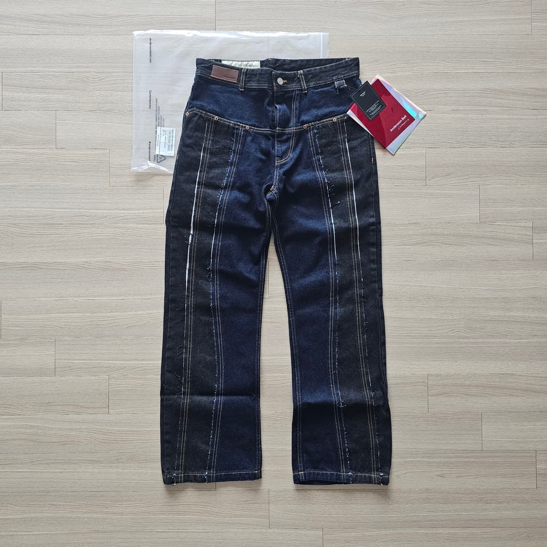 33 새제품) 앤더슨벨 티모시 패널 와이드 팬츠 커브드 청바지 32 34 상품이미지2