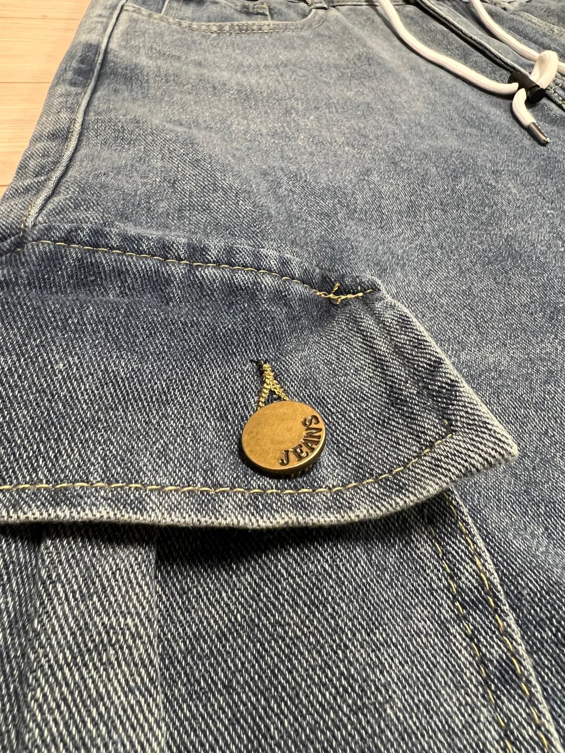 데님 카고 팬츠 / 스트링 디테일 와이드핏 청바지 / 29 상품이미지5