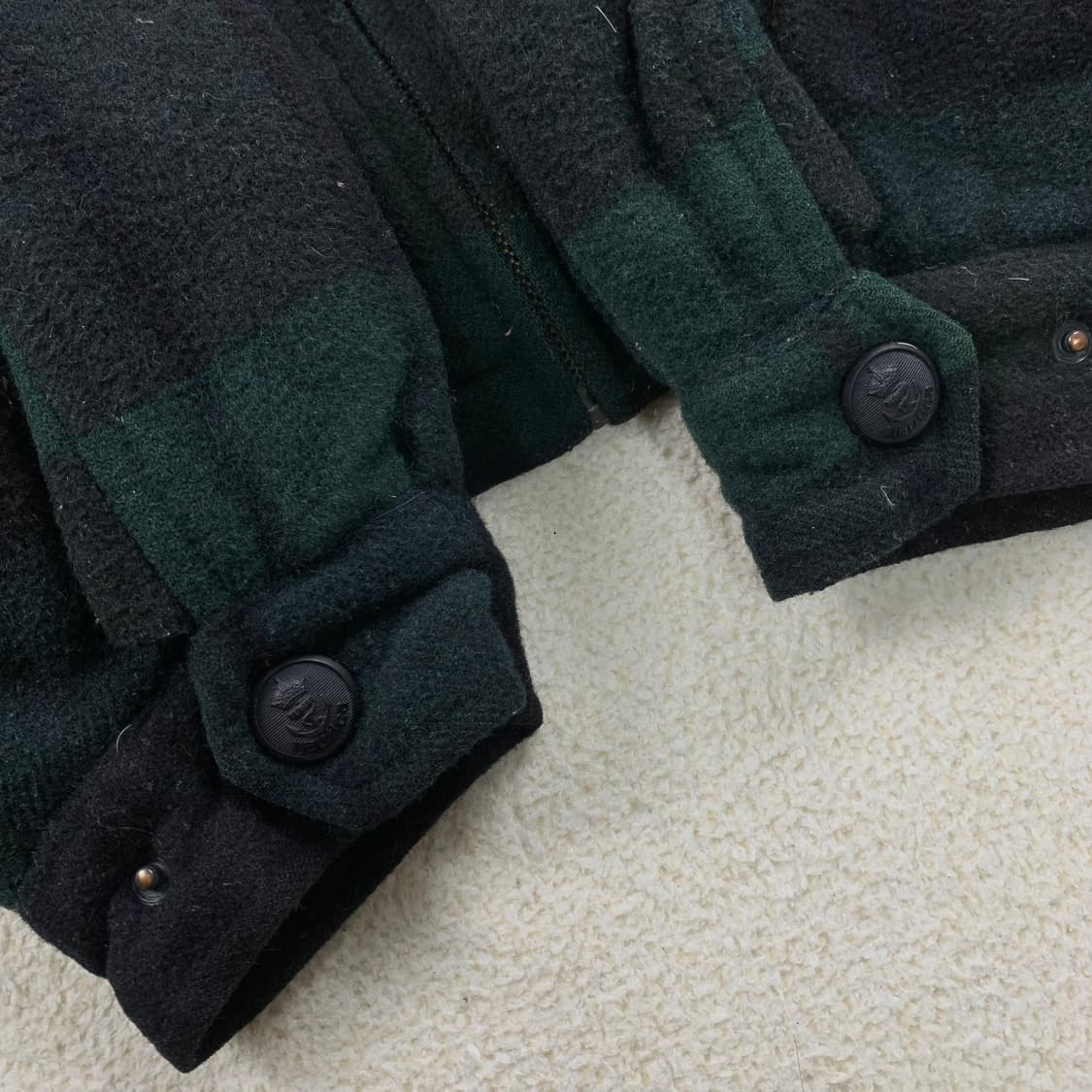 90‘s 노티카 레더카라 블랙워치 체크 울 블루종 자켓 상품이미지3