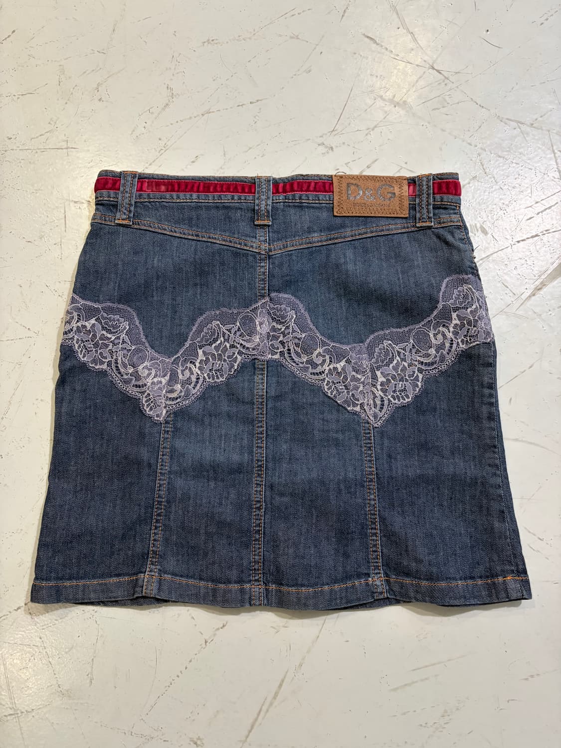 Dolce & Gabbana 레이스 디테일 데님 스커트 상품이미지4