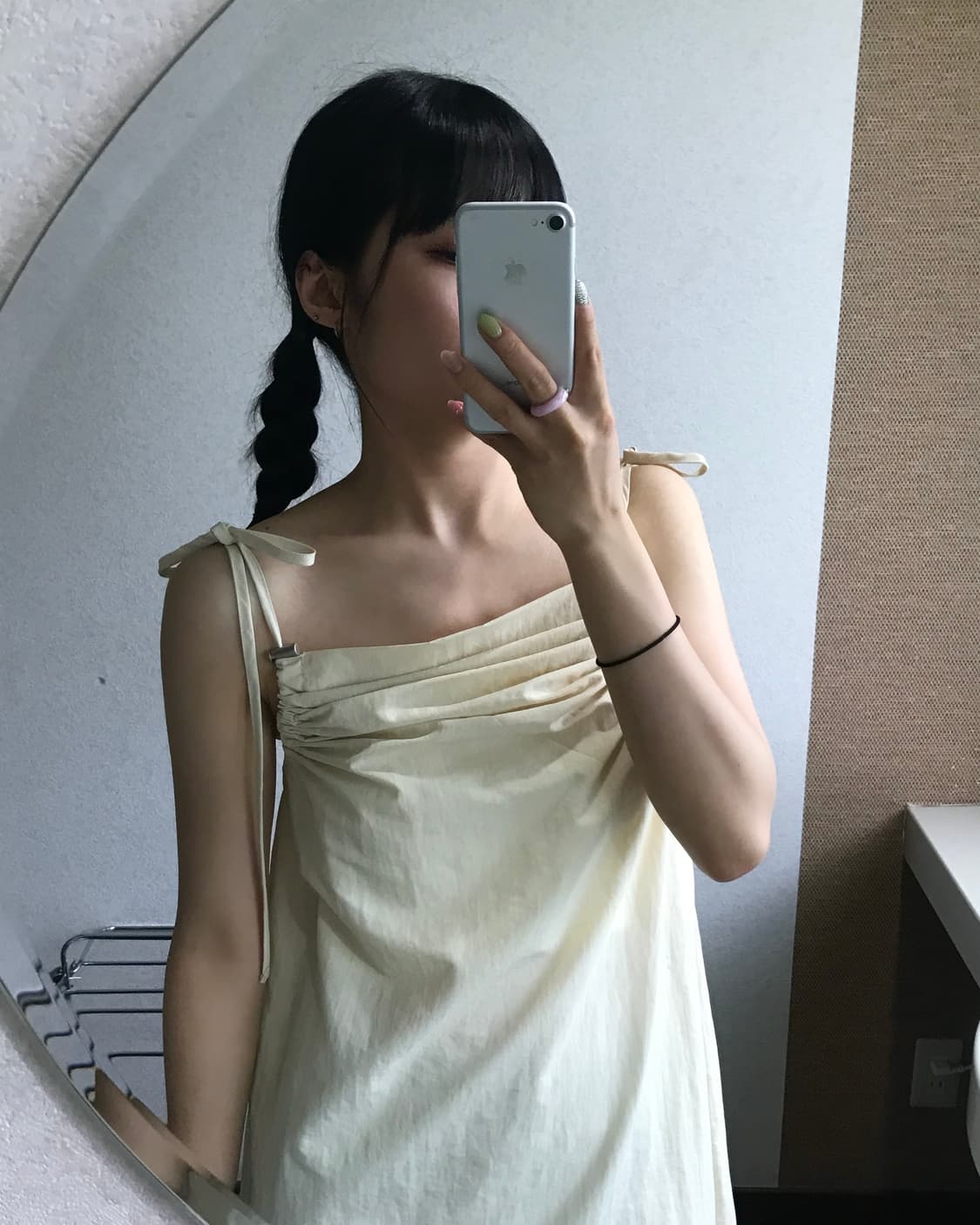 나일론 셔링 스트링 원피스 상품이미지1