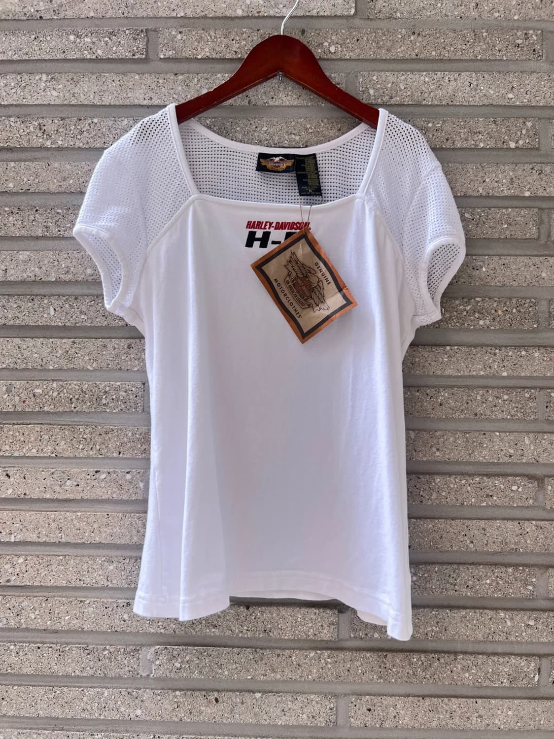 [XL]새상품 할리 데이비슨 우먼스 USA Made 메쉬 화이트 티셔츠 상품이미지1