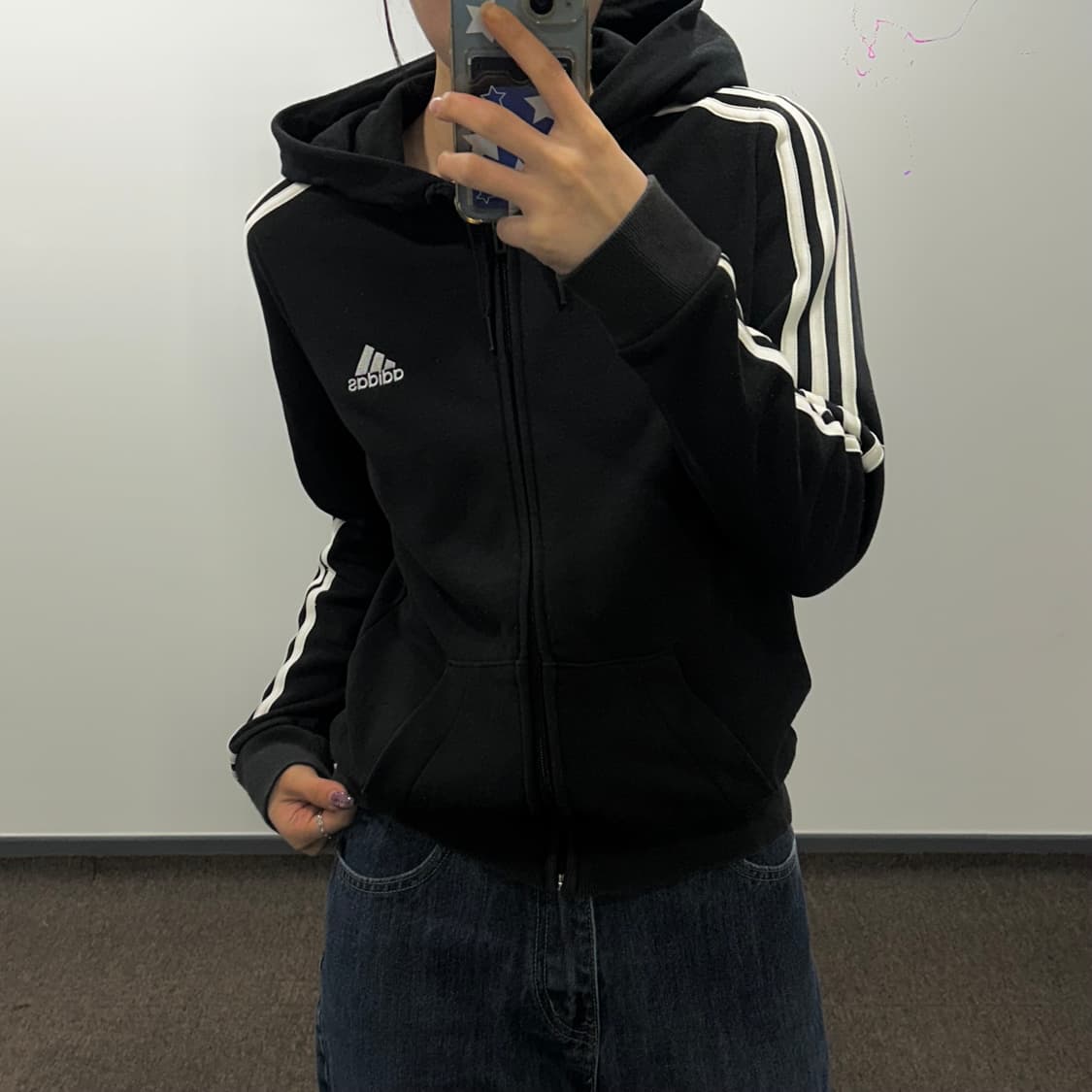 Adidas 아디다스 삼각로고 블랙 후드집업  상품이미지1