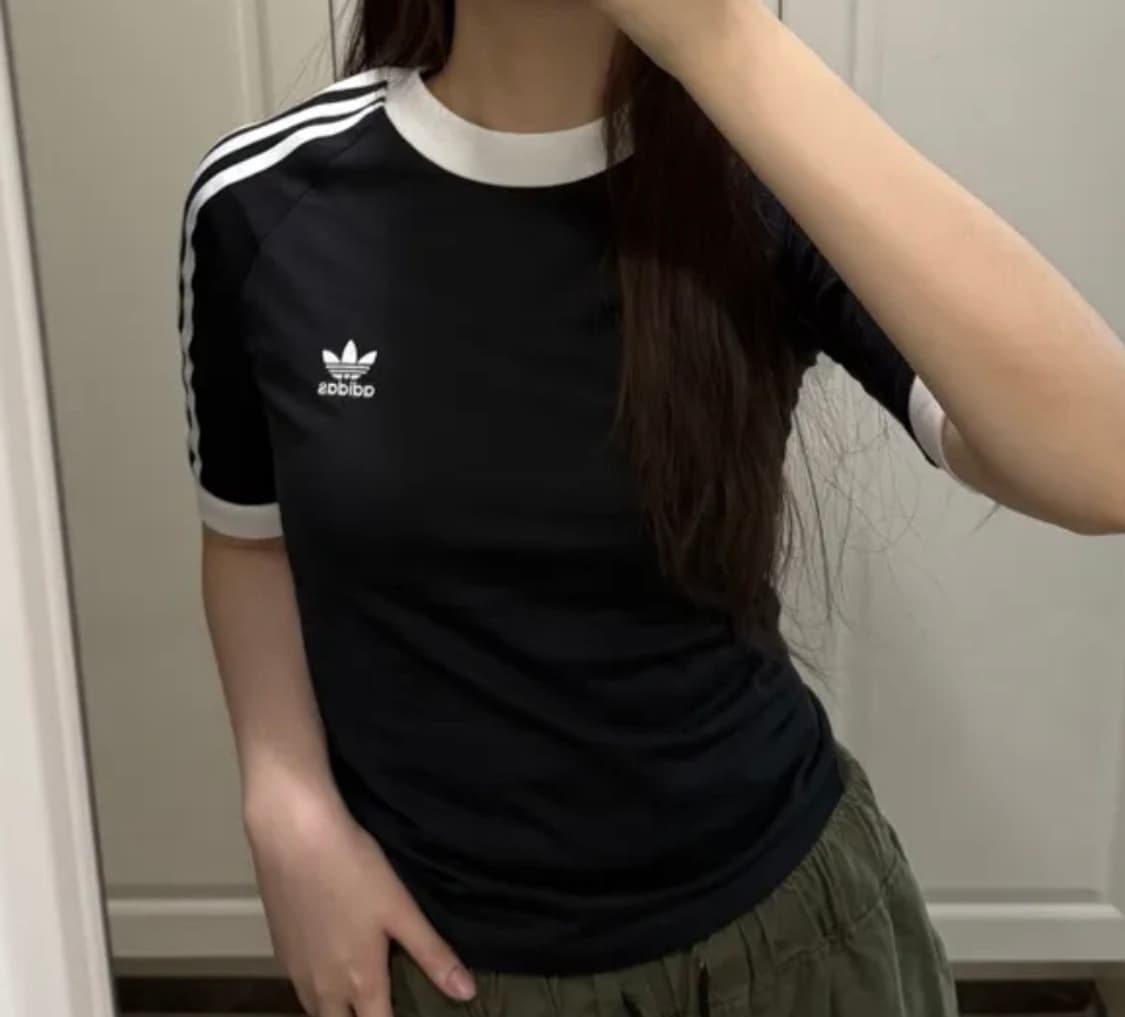 아디다스 3S 슬림 레글런 티셔츠 블랙 멜란지 상품이미지1