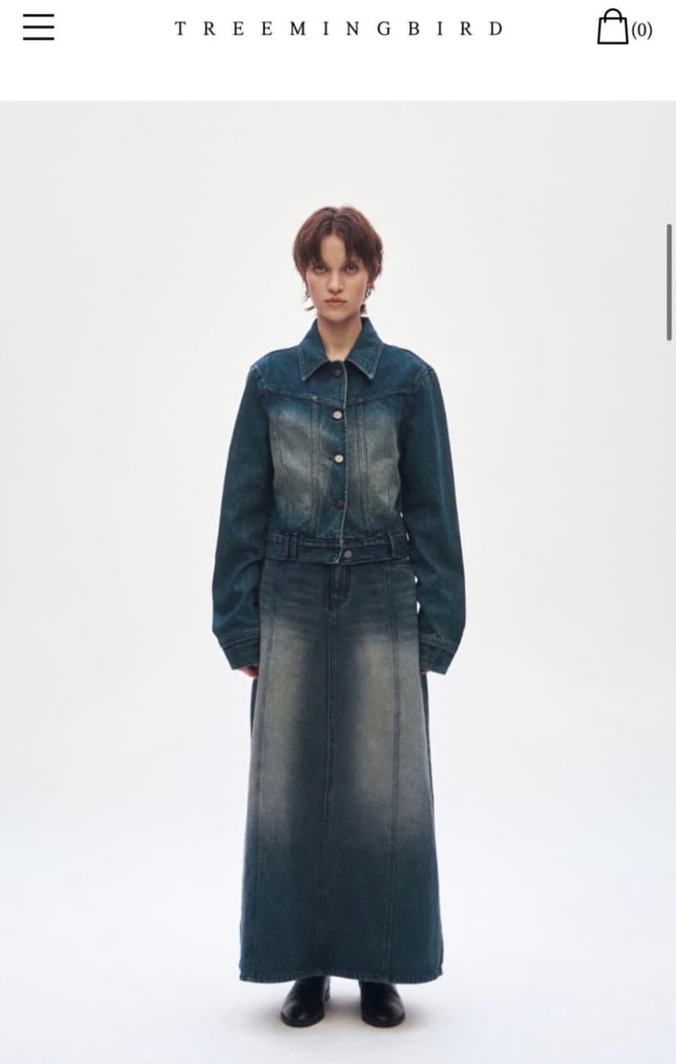 트리밍버드 incision Denim set-up Skirt 데님 스커트 상품이미지5