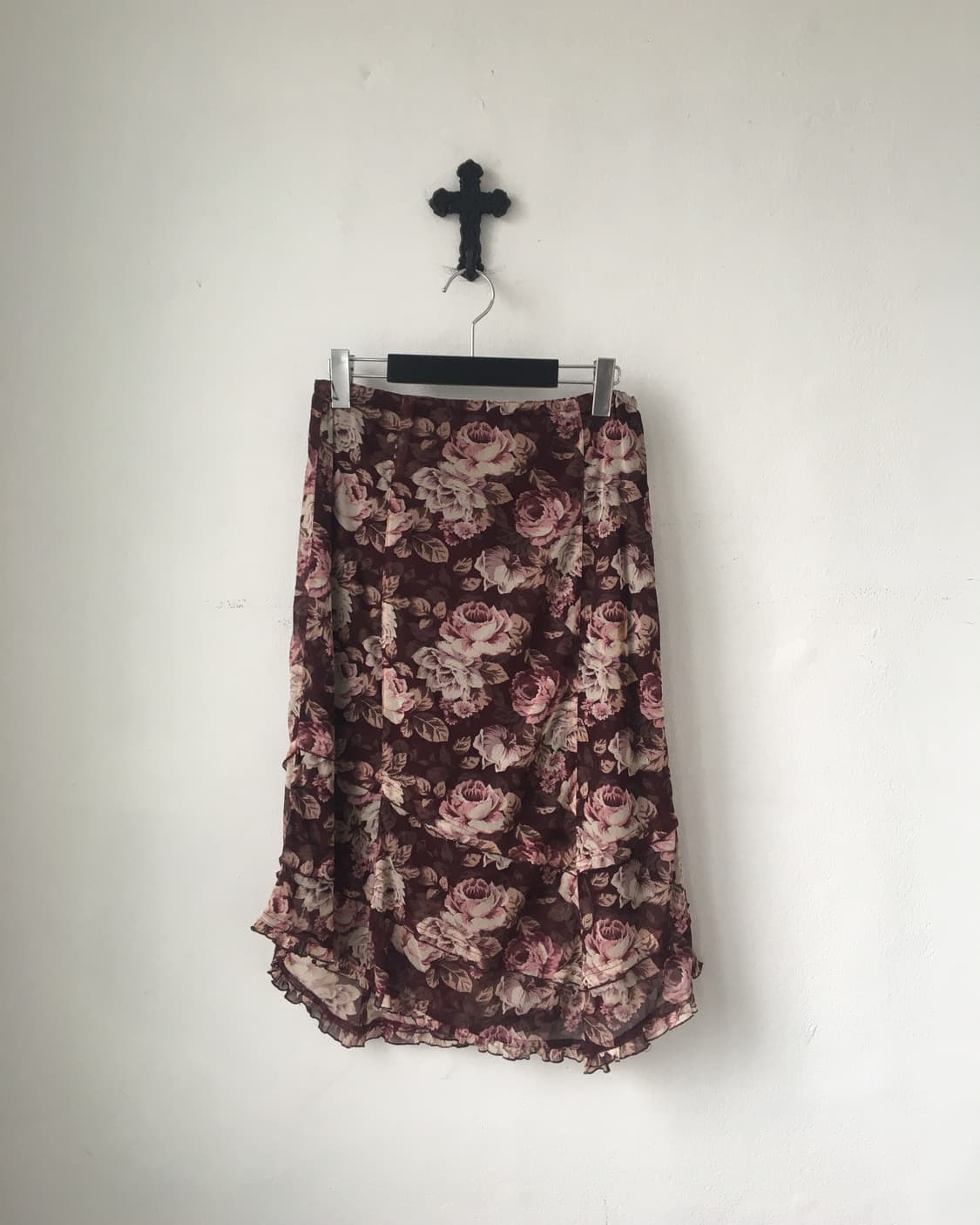 Flower pattern unbalanced skirt 상품이미지1