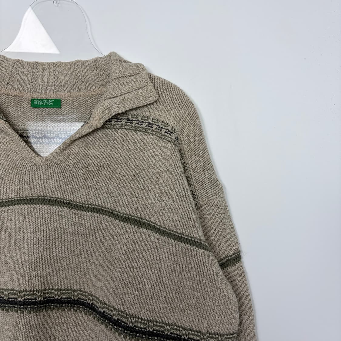 90s 유나이티드 컬러스오브 베네통 패턴 니트 티셔츠 상품이미지3