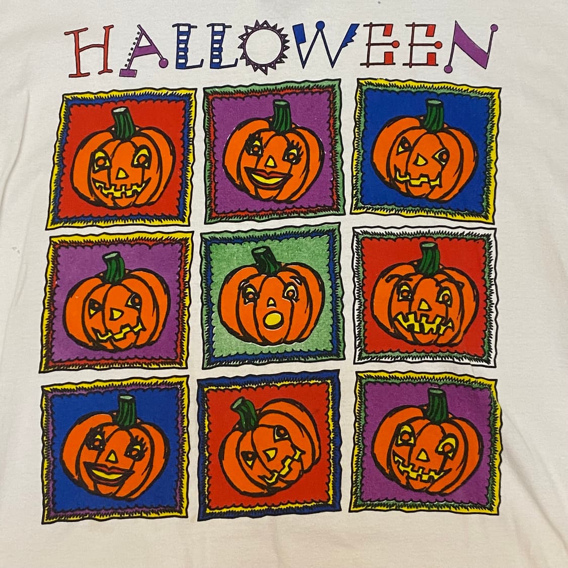 미국 빈티지 유니크 할로윈 호박 프린팅 반팔티 락티셔츠 상품이미지3