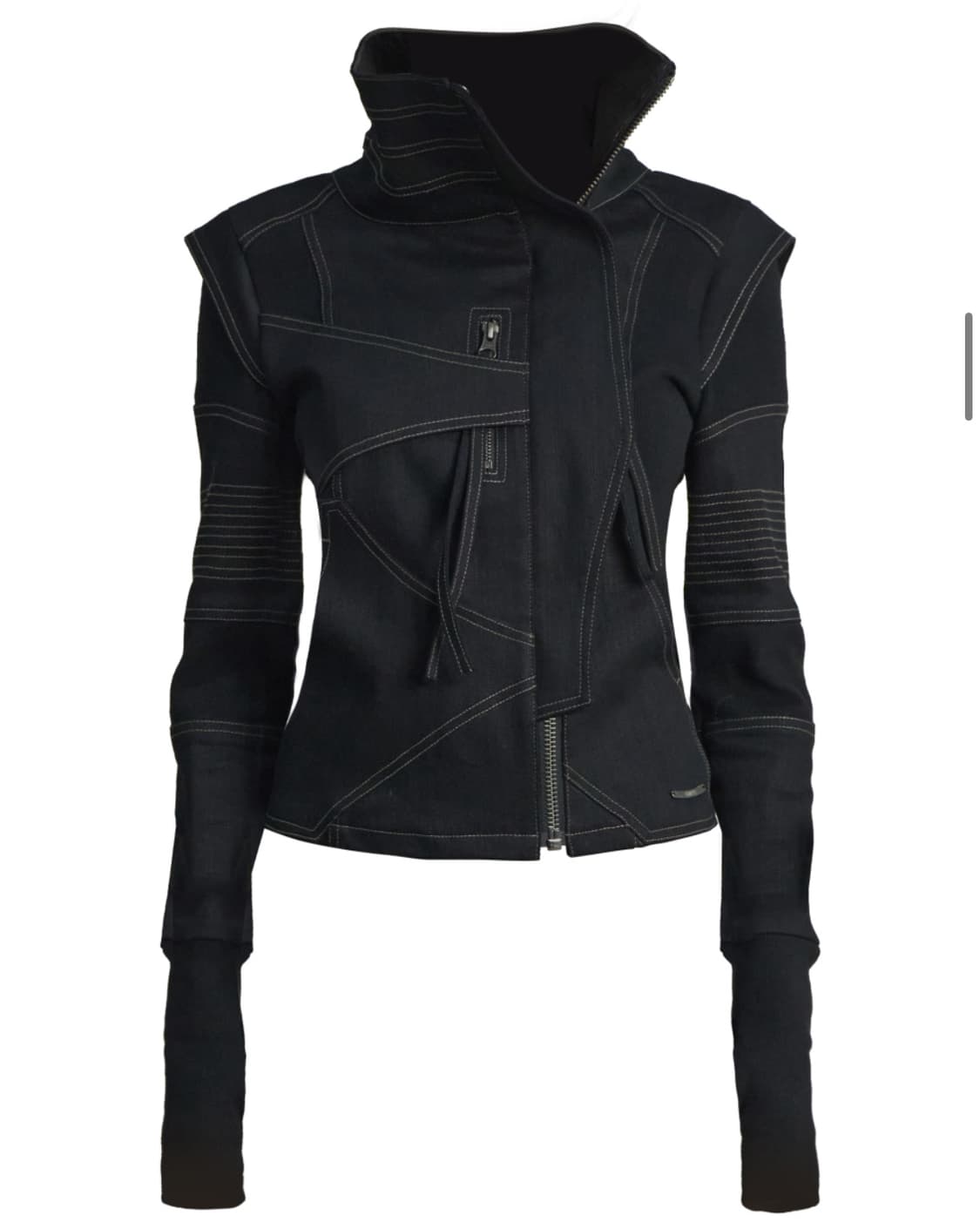 키묘 아크라인 하이넥 자켓 블랙 데님 상품이미지2