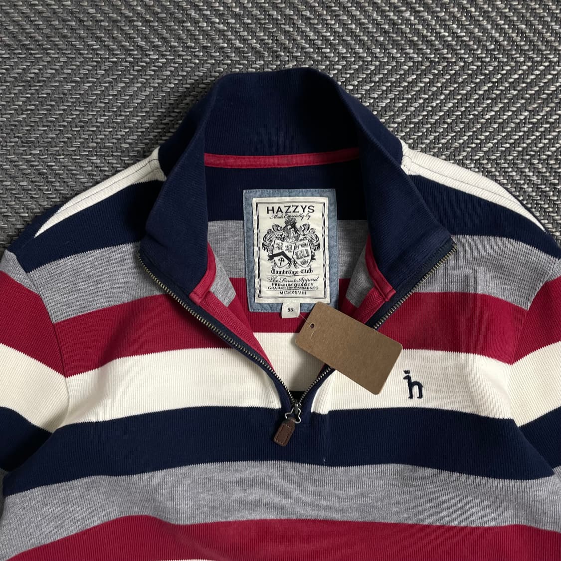 Hazzys 스트라이프 니트 카라 긴팔 반집업 티셔츠y 5000 상품이미지5