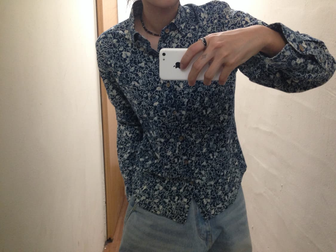 빈티지 페이즐리 패턴 셔츠 싱글 포켓 디테일 레귤러핏 상품이미지1