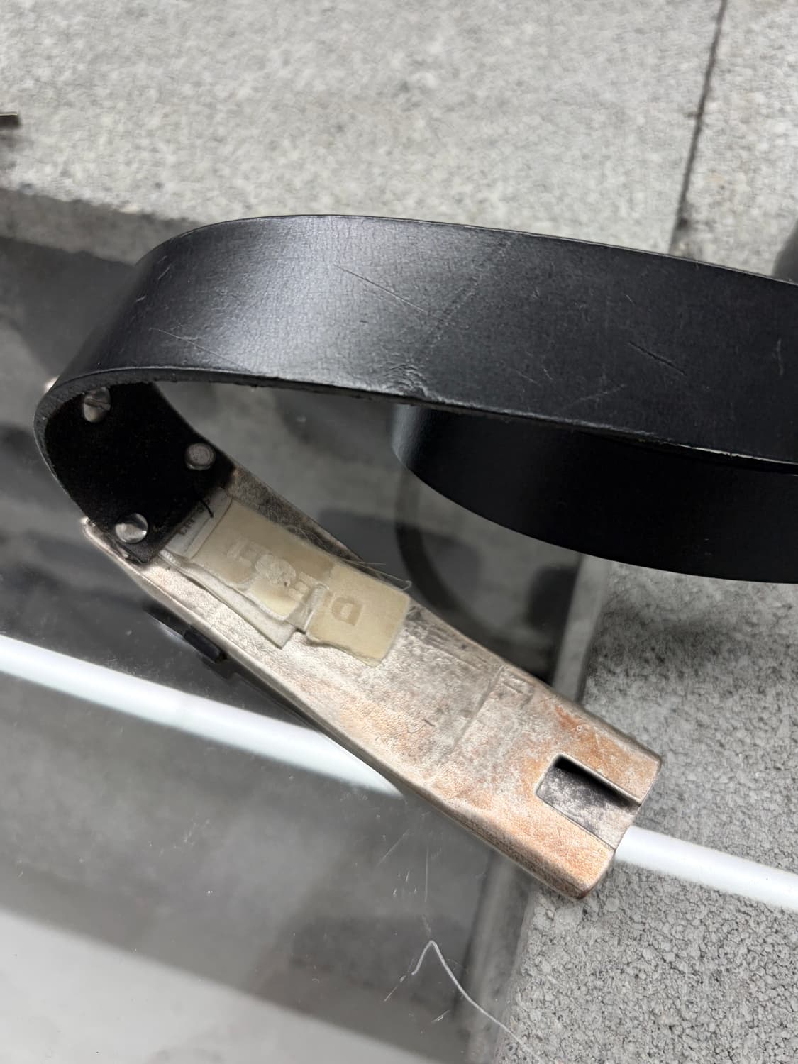 2000‘s 디젤 실버 플레이트 레더 벨트 상품이미지2